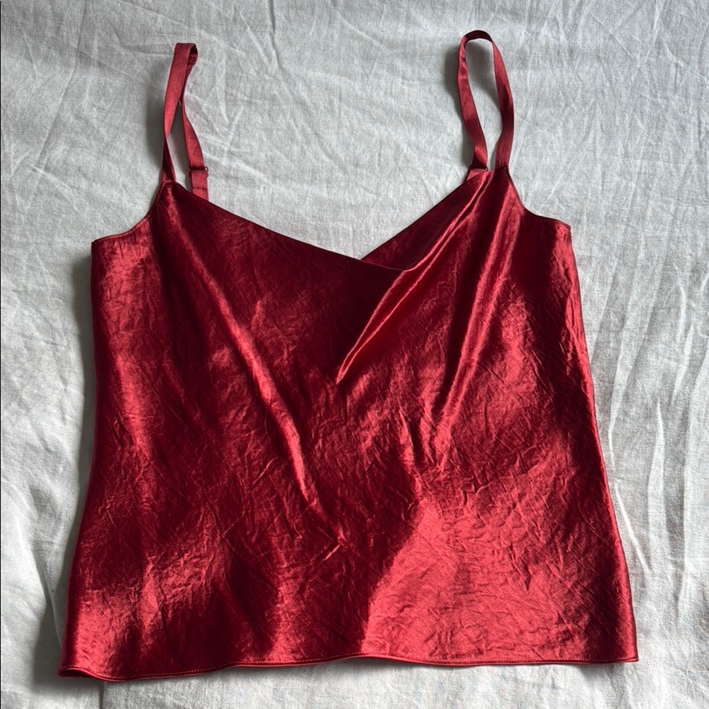 Vince Red Asymmetrical Sleeveless Camisole